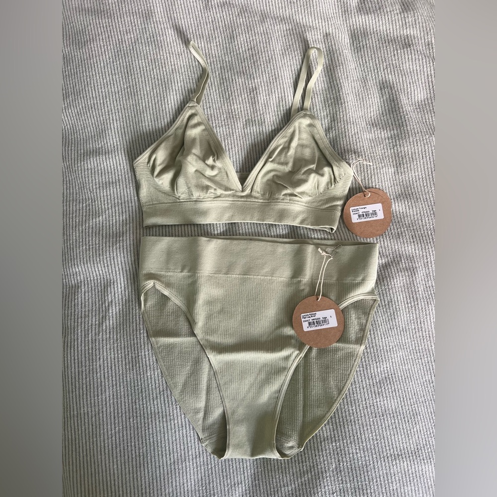 BOODY sage bralette and underwear set NWT
